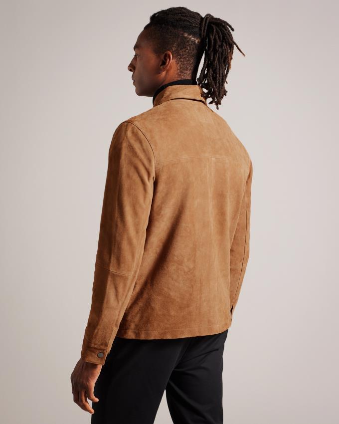 Veste Ted Baker Suede Zip Through Shacket Marron Homme | SOR-94319973